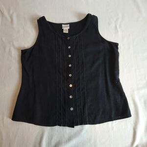 Vintage CC Hughes Black Button-Down Women's Top Size L